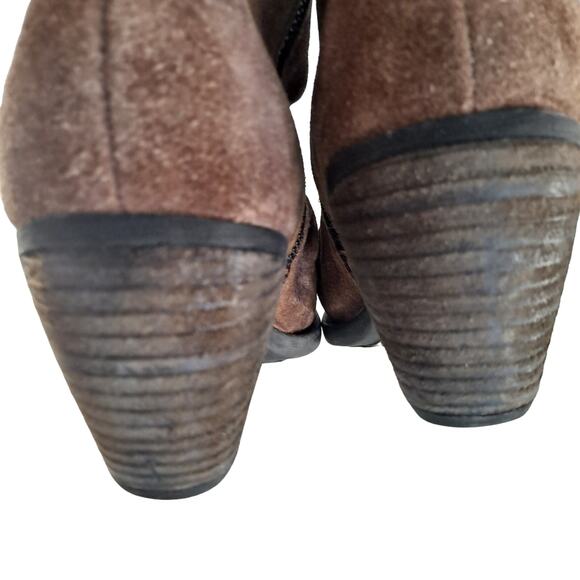 Western Slouchy Suede Cowboy Ankle Boots Born Sz 8 Brown Retro Rugged Distressed - Picture 7 of 8